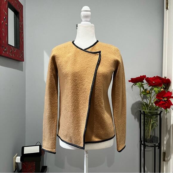 NEW Ann Taylor Wool Two Tone Asymmetrical Academia Blazer Sweater Jacket XSP - Picture 1 of 16
